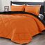 downluxe Steppdecken-Set in voller Größe, leichte, solide Daunen-Alternative, wendbar, 3-teiliges Bettdecken-Set mit 2 wendbaren Kissenbezügen (Orange/Schwarz)