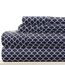 Linen Market 4-teiliges Bettlaken-Set, Gemustert, Kingsize, Jakobsmuschel Marineblau