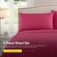 Sweet Home Collection California Kingsize-Bettlaken-Set mit integrierten Bettlakenspannern, Spannbetttuch, Bettlaken und Kissenbezügen, weich, knitterfrei, sichere Passform, Fuchsia