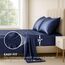Satin Sheets California King [4-teilig, Mitternachtsblau] Hotel-Luxus-Bettwäsche-Set, weiche Mikrofaser, knitterfrei, farbecht, schmutzabweisend, tiefes Spannbetttuch, Bettlaken, Kissenbezüge