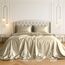 Satin Sheets California King [4-teilig, Champagner Gold] Hotel-Luxus-Bettwäsche-Set, seidig, weiche Mikrofaser, knitterfrei, farbecht, schmutzabweisend, tiefes Spannbetttuch, Bettlaken, Kissenbezüge