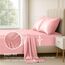 Satin Sheets California King [4-teilig, rosa] Luxuriöses seidiges Bettlaken-Set, extra weiches 1800 Mikrofaser, knitterfrei, farbecht, schmutzabweisend – tiefes Spannbetttuch, Bettlaken, Kissenbezüge