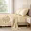 Satin Sheets California King [4-teilig, Elfenbein] Luxuriöses seidiges Bettlaken-Set, extra weiches 1800 Mikrofaser, knitterfrei, farbecht, schmutzabweisend, tiefes Spannbetttuch, Bettlaken