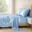 Satin Sheets Queen [4-teilig, Babyblau] Luxuriöses seidiges Hotel-Bettwäsche-Set, extra weiches 1800 Mikrofaser, knitterfrei, farbecht, schmutzabweisend, tiefes Spannbetttuch, Bettlaken, Kissenbezüge