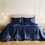 Satin Sheets California King [4-teilig, Mitternachtsblau] Hotel-Luxus-Bettwäsche-Set, weiche Mikrofaser, knitterfrei, farbecht, schmutzabweisend, tiefes Spannbetttuch, Bettlaken, Kissenbezüge