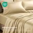 Satin-Bettlaken, 3-teilig, Elfenbein, luxuriös, seidige Hotel-Bettwäsche, extra weiches 1800 Mikrofaser, knitterfrei, farbecht, schmutzabweisend, tiefes Spannbetttuch, Bettlaken, Kissenbezüge