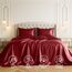 Satin Sheets California King [4-teilig, Burgunderrot] Luxuriöses seidiges Bettlaken-Set, extra weiches 1800 Mikrofaser, knitterfrei, farbecht, schmutzabweisend, tiefes Spannbetttuch, Bettlaken