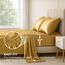 Satin-Set, Queen [4-teilig, Gold] Hotel-Luxus-Bettwäsche-Set, seidig, extra weich, 1800 Mikrofaser, knitterfrei, farbecht, schmutzabweisend, tiefes Spannbetttuch, Bettlaken, Kissenbezüge