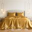 Satin-Set, Queen [4-teilig, Gold] Hotel-Luxus-Bettwäsche-Set, seidig, extra weich, 1800 Mikrofaser, knitterfrei, farbecht, schmutzabweisend, tiefes Spannbetttuch, Bettlaken, Kissenbezüge