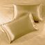 Satin-Bettlaken, King [4-teilig, Gold] Hotel-Luxus-Bettwäsche-Set, seidig, extra weich, 1800 Mikrofaser, knitterfrei, farbecht, schmutzabweisend, tiefes Spannbetttuch, Bettlaken, Kissenbezüge