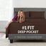 Deep Pocket Queen-Bettlaken-Sets – 53,3 cm extra tief – 4-teiliges Bettlaken-Set & Kissenbezüge mit übergroßem Bettlaken – 45,7 cm – 58,4 cm Kopfkissen für Queen-Size-Bett – Braun