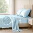 Satin Sheets King [4-teilig, SkyBlue] Luxuriöses seidiges Hotel-Bettwäsche-Set, extra weiches 1800 Mikrofaser, knitterfrei, farbecht, schmutzabweisend, tiefes Spannbetttuch, Bettlaken, Kissenbezüge