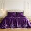 Pure Bedding Satin-Spannbettlaken, 4-teilig, violett, luxuriös, schmutzabweisend – Spannbettlaken mit tiefen Taschen, Bettlaken und Kissenbezügen