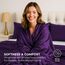 Pure Bedding Satin-Spannbettlaken, 4-teilig, violett, luxuriös, schmutzabweisend – Spannbettlaken mit tiefen Taschen, Bettlaken und Kissenbezügen