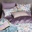 mixinni Queen-Size-Bettbezug, violette Blumen, Vogel, Bettwäsche-Set, Shabby-Chic-Stil, Boho, langstapelig, Baumwolle, Bettbezug-Set mit Reißverschlüssen, 1 Bettbezug + 2 Kissenbezüge, ultraweich,