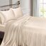 Vonty Satin-Bettlaken, Split-Kingsize-Bett, seidig, weiches Satin-Bettwäsche-Set, 2 tiefe Spannbettlaken, 1 Bettlaken und 2 Kissenbezüge, Beige
