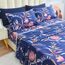 JSD Bettlaken-Set, 4-teilig, Blumenmuster, Queen-Size-Bett, weiche Mikrofaser, extra Tiefe Tasche, Marineblau