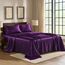 Pure Bedding Satin-Spannbettlaken, 4-teilig, violett, luxuriös, schmutzabweisend – Spannbettlaken mit tiefen Taschen, Bettlaken und Kissenbezügen