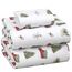 RUVANTI 100% Baumwolle, 4-teiliges Flanell-Bettlaken, Queen-Size, Tiefe Tasche, warm, super weich, atmungsaktiv, feuchtigkeitsableitend, Spannbetttuch, 2 Kissenbezüge – Jingle Bell