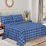 RUVANTI 100% Baumwolle, 4-teiliges Flanell-Bettwäsche-Set für Queen-Size-Betten, Tiefe Taschen, warm, superweich, atmungsaktiv, Spannbetttuch und 2 Kissenbezügen (Queensize, blaues Karomot)