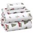 RUVANTI 100% Baumwolle, 4-teiliges Flanell-Bettlaken, King-Size-Bett, Tiefe Tasche, warm, super weich, atmungsaktiv, feuchtigkeitsableitend, inklusive Bettlaken, 2 Kissenbezüge – Jingle Bell