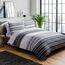Sleepdown Wende-Bettwäsche-Set, strukturiert, gestreift, 155 cm x 220 cm + 2 Kissenbezüge 80 cm x 80 cm, Polycotton, Schwarz/Grau, 155 x 220cm + 2 x 80 x 80cm, 5056242763482