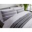 Sleepdown Wende-Bettwäsche-Set, strukturiert, gestreift, 155 cm x 220 cm + 2 Kissenbezüge 80 cm x 80 cm, Polycotton, Schwarz/Grau, 155 x 220cm + 2 x 80 x 80cm, 5056242763482