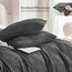 JELLYMONI Bettbezug, Queen-Size, Dunkelgrau, 3-teiliges Boho-Bettwäsche-Set, kariert, Polyester, getuftet, Bohemian-Jacquard-Strick, strukturierter Bettbezug, 228,6 x 228,6 cm, rautenförmiges