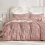 JELLYMONI Bettbezug, Queen-Size, Rosa (Smokey Pink), 3-teiliges Boho-Bettwäsche-Set, kariert, Polyester, getuftet, Bohemian-Jacquard-Strick, strukturierter Bettbezug, 228,6 x 228,6 cm, rautenförmiges