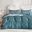 JELLYMONI Bettbezug, Queen-Size, Graublau, 3-teiliges Boho-Bettwäsche-Set, kariert, Polyester, getuftet, Bohemian-Jacquard-Strick, strukturierter Bettbezug, 228,6 x 228,6 cm, rautenförmiges
