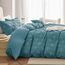 JELLYMONI Bettbezug-Set, graublau, für Doppelbett, 3-teilig, Mikrofaser, getuftet, Boho-Stil, strukturierter Bettbezug, Jacquard, geometrisches Muster, Bettbezug mit Eckbändern und Reißverschluss