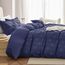 JELLYMONI Bettbezug, King-Size, Marineblau, 3-teiliges Boho-Bettwäsche-Set, kariert, Polyester, getuftet, Bohemian-Jacquard-Strick, strukturierter Bettbezug, 264,1 x 228,6 cm, rautenförmiges