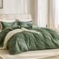 JELLYMONI Grüner Bettbezug für King-Size-Bett, Mikrofaser, getuftet, Boho-Stil, strukturierter Bettbezug, Jacquard-Rhombus, geometrisches Muster, Bettbezug mit Eckbändern und Reißverschluss