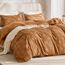 JELLYMONI Bettbezug, Queen-Size, Rostbraun, 3-teiliges Boho-Bettwäsche-Set, kariert, Polyester, getuftet, Bohemian-Jacquard-Strick, strukturierter Bettbezug, 228,6 x 228,6 cm, rautenförmiges