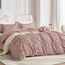 JELLYMONI Pinker Bettbezug für Doppelbetten – 3-teiliges Mikrofaser-Bettbezug-Set, Boho-strukturierter Bettbezug, geometrisches Muster, Bettbezug mit Eckbändern und Reißverschluss