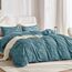 JELLYMONI Bettbezug, Queen-Size, Graublau, 3-teiliges Boho-Bettwäsche-Set, kariert, Polyester, getuftet, Bohemian-Jacquard-Strick, strukturierter Bettbezug, 228,6 x 228,6 cm, rautenförmiges