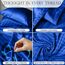 DECOLURE Gestreiftes Satin-Bettwäsche-Set für Doppelbett, luxuriös, seidiges Gefühl, Satin, Doppelbett, elegant, seidig weich, Doppelbettgröße, faltenfrei, Doppelbett, blaue Satin-Bettlaken mit tiefer