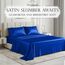 DECOLURE Gestreiftes Satin-Bettwäsche-Set für Doppelbett, luxuriös, seidiges Gefühl, Satin, Doppelbett, elegant, seidig weich, Doppelbettgröße, faltenfrei, Doppelbett, blaue Satin-Bettlaken mit tiefer