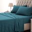 SLEEP ZONE Gestreiftes Kühlbettlaken-Set für King-Size-Betten – Spannbetttuch und Kissenbezug-Set, 4-teilig, superweiches gestreiftes Bettlaken, pflegeleicht, tiefe Tasche (Blaugrün, Kingsize)