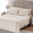 SLEEP ZONE Gestreiftes Kühllaken-Set für King-Size-Betten – Spannbetttuch und Kissenbezüge, 4-teilig, superweich, gestreift, pflegeleicht, tiefe Taschen (Beige, King-Size)