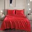Vonty Satin-Bettlaken-Set, seidig weiches Satin, 1 Spannbettlaken mit tiefen Taschen, 1 Bettlaken und 1 Kissenbezug, Rot