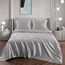 Vonty Satin-Bettlaken für Doppelbett, seidig weiches Satin, silbergrau, 1 Spannbetttuch mit tiefer Tasche, 1 Bettlaken + 1 Kissenbezug