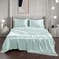 Vonty Satin-Bettlaken, Doppelbett, seidig, weiches Satin, Eisblau, Satin-Bettlaken-Set, 1 Spannbettlaken mit tiefen Taschen + 1 Bettlaken + 1 Kissenbezug