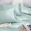 Vonty Satin-Bettlaken, Doppelbett, seidig, weiches Satin, Eisblau, Satin-Bettlaken-Set, 1 Spannbettlaken mit tiefen Taschen + 1 Bettlaken + 1 Kissenbezug