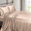 Vonty Satin-Bettlaken, Doppelbett, seidig, weiches Satin, bernsteinfarben, beige, Satin-Bettlaken-Set, 1 Spannbettlaken mit tiefen Taschen + 1 Bettlaken + 1 Kissenbezug