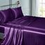 Vonty Satin-Bettlaken-Set, seidig weiches Satin, 1 Spannbettlaken mit tiefen Taschen + 1 Bettlaken + 1 Kissenbezug in Dunkelviolett