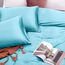 Vonty Satin-Bettlaken-Set, seidig, weiches Satin, 1 Spannbettlaken mit tiefen Taschen, 1 Bettlaken und 1 Kissenbezüge, Himmelblau