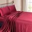 Vonty Satin-Bettlaken-Set, Queen-Size-Größe, seidig weiches Satin-Bettwäsche-Set, 1 Spannbettlaken mit tiefen Taschen + 1 Bettlaken + 2 Kissenbezüge, Burgunderrot