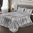 Vonty Satin-Bettlaken für Doppelbett, seidig weiches Satin, silbergrau, 1 Spannbetttuch mit tiefer Tasche, 1 Bettlaken + 1 Kissenbezug