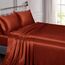 Vonty Satin Sheets California King Seidig weiches Satin-Bettwäsche-Set, 1 Spannbettlaken mit tiefen Taschen + 1 Bettlaken + 2 Kissenbezüge, Rostorange